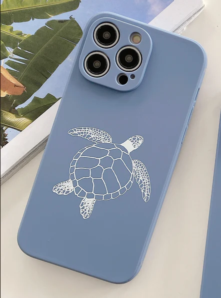 iPhone Sky Blue Soft Silicone Turtle Phone Case - Image 2