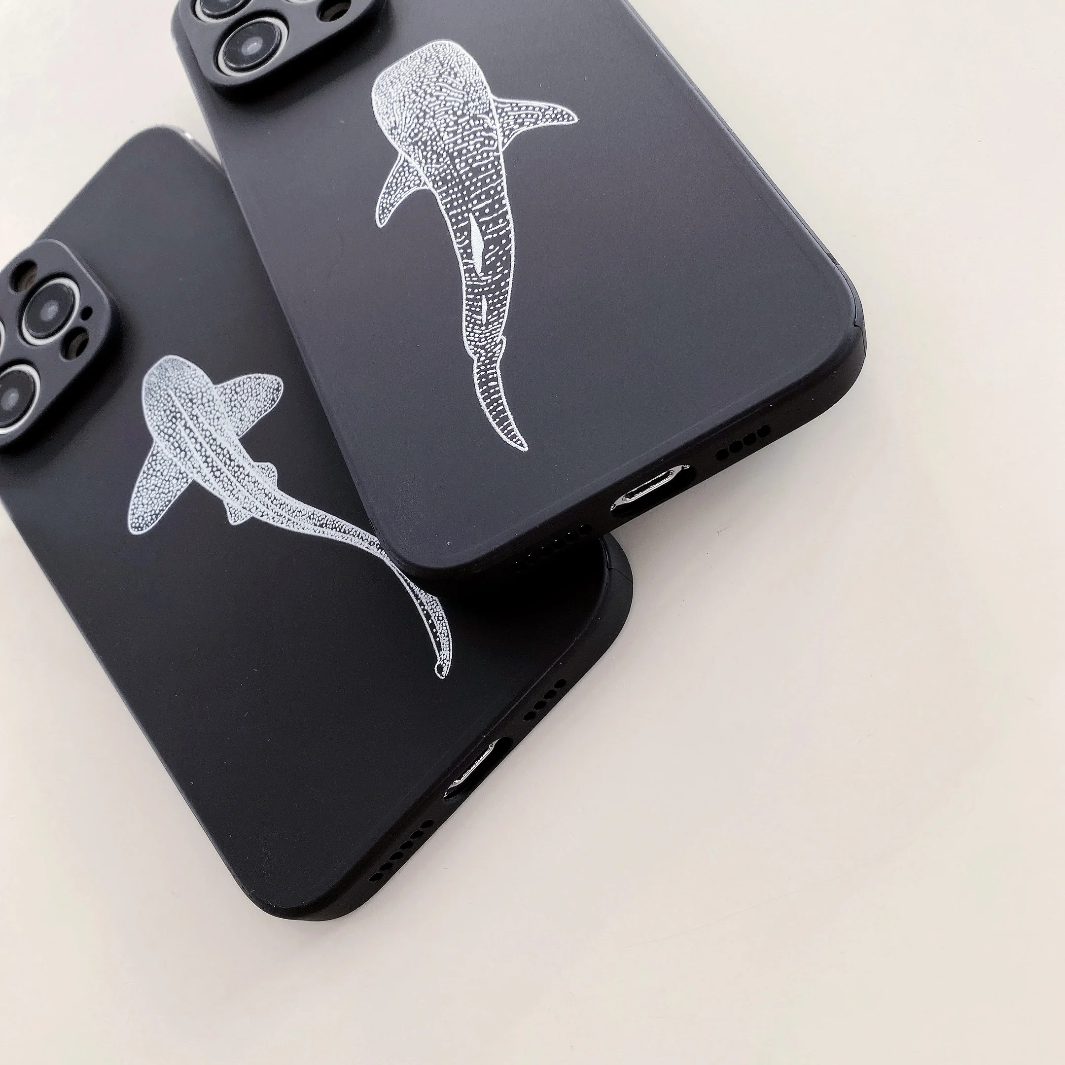iPhone Black Soft Silicone Zebra Shark Phone Case - Image 4