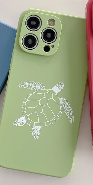 iPhone Mint Green Soft Silicone Turtle Phone Case - Image 2