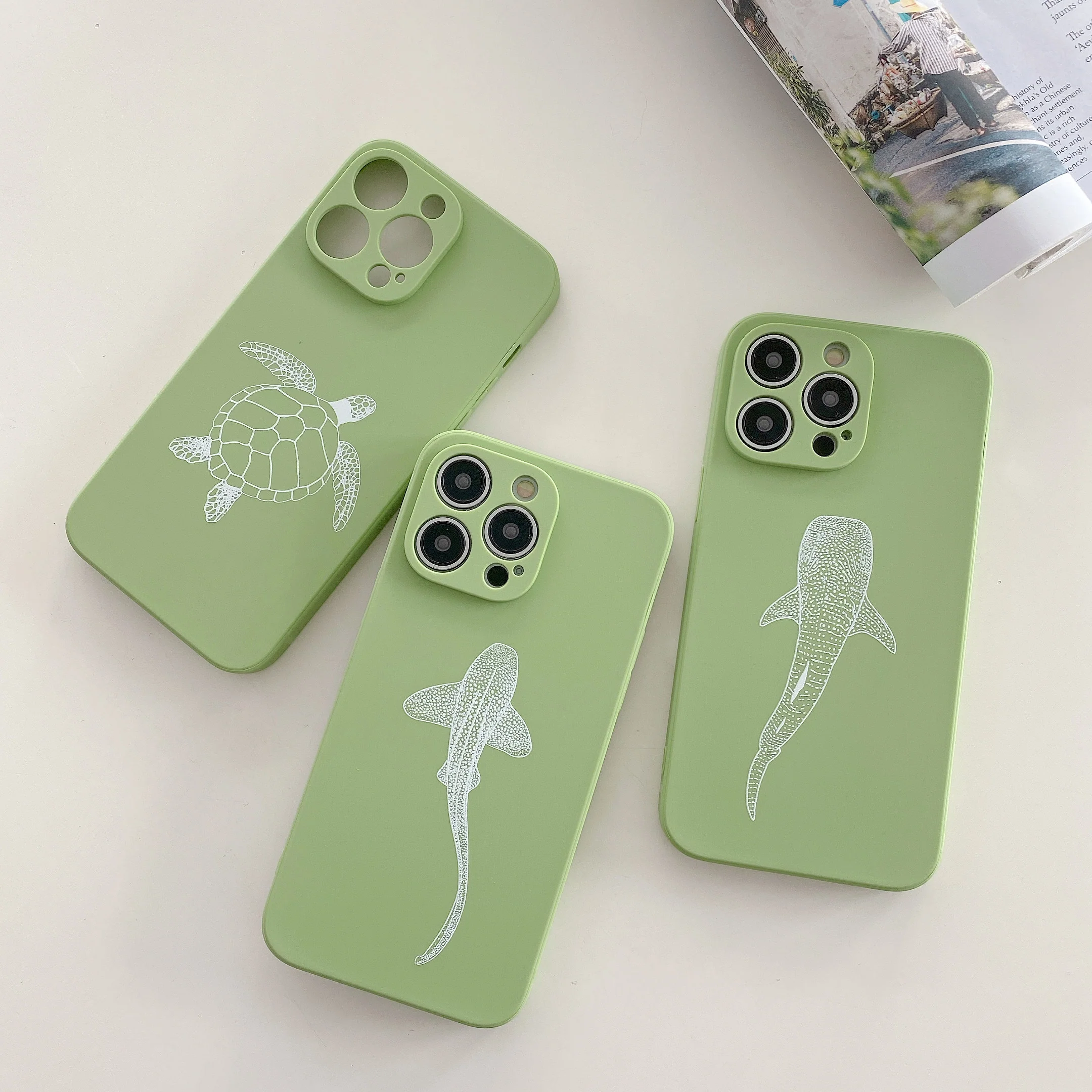 iPhone Mint Green Soft Silicone Whale Shark Phone Case