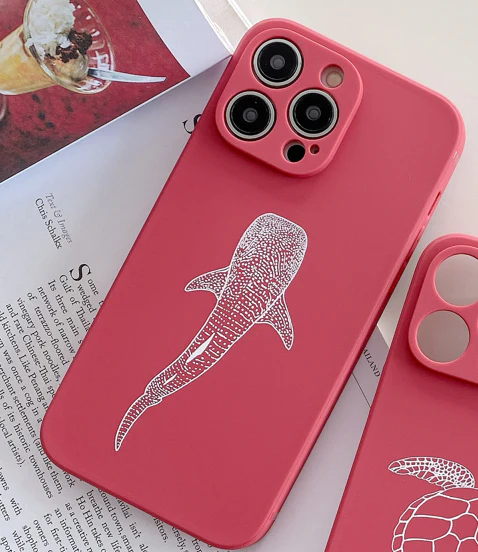 iPhone Rose Red Soft Silicone Whale Shark Phone Case - Image 2