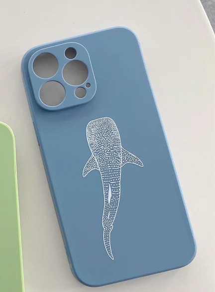 iPhone Sky Blue Soft Silicone Whale Shark Phone Case - Image 2
