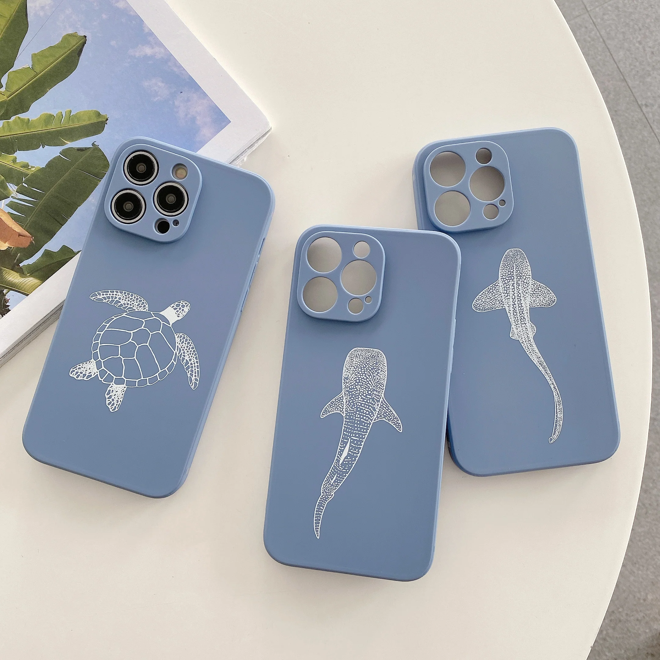 iPhone Sky Blue Soft Silicone Zebra Shark Phone Case